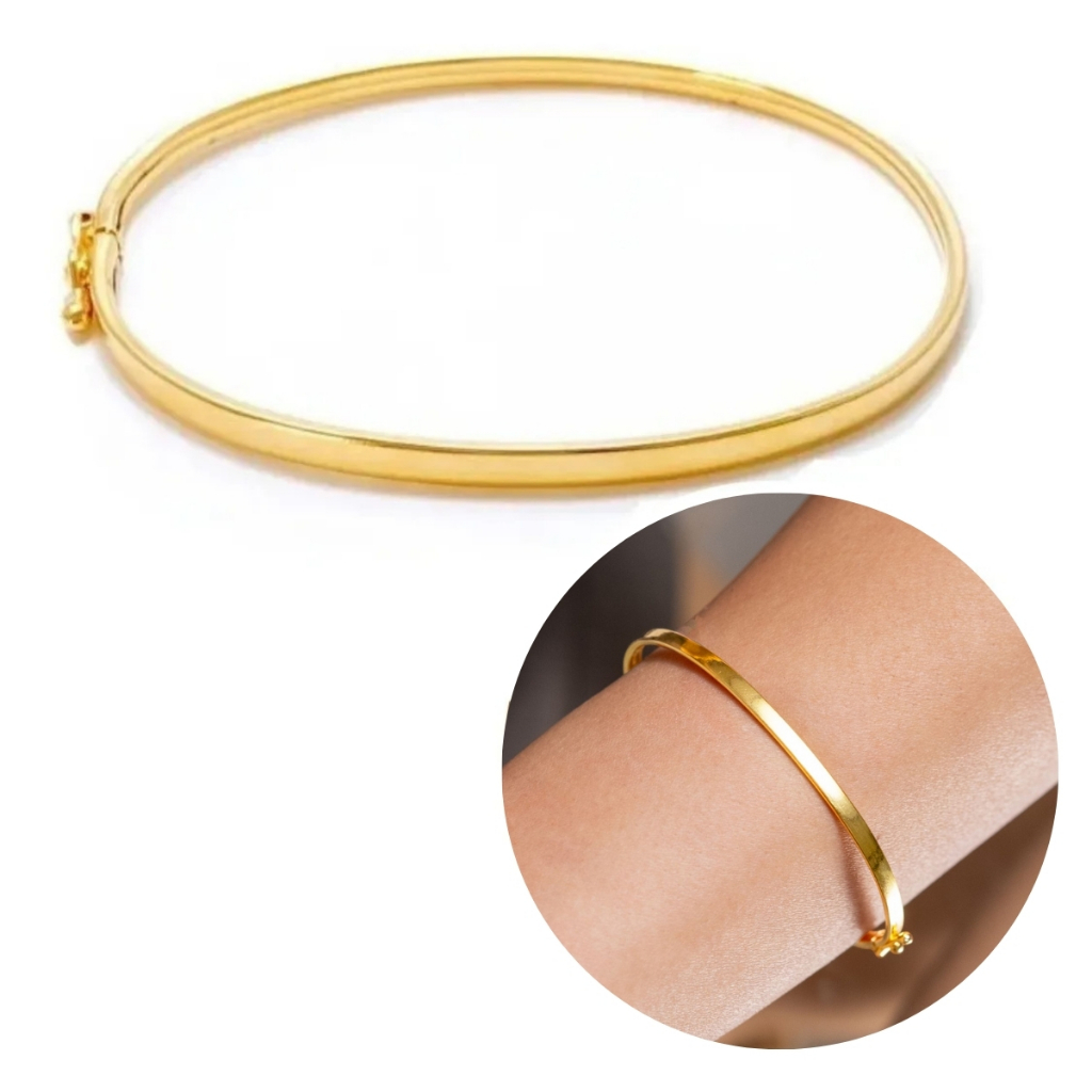 Bracelete Delicado Liso Feminino Fecho Italiano Minimalista Tendência Moda Blogueira