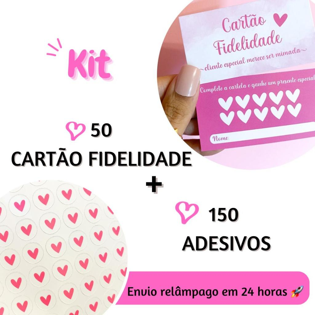 50 Cartão Fidelidade Cliente + 150 adesivos em Oferta na Shopee