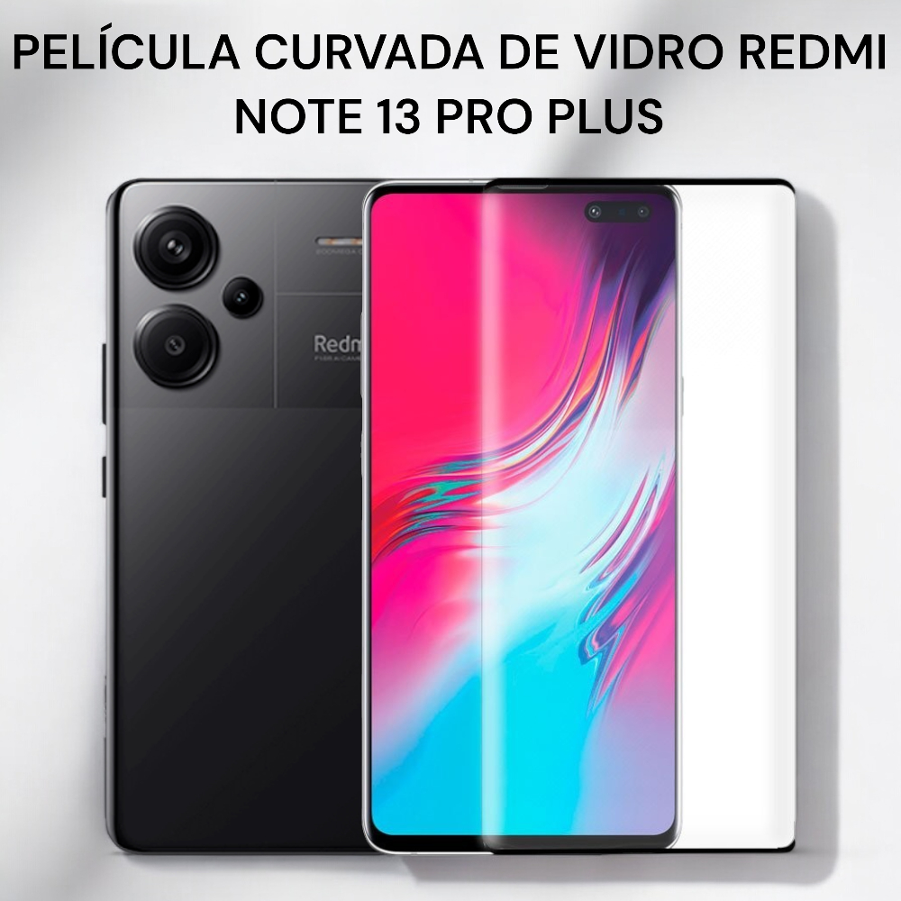 Película Curvada de Vidro 3D Para Redmi Note 13 Pro Plus
