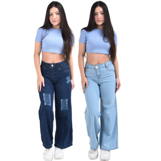 Calça Jeans Menina Básica Pantalona Wide Leg Infantil e Juvenil Qualidade Premium em Oferta na Shopee