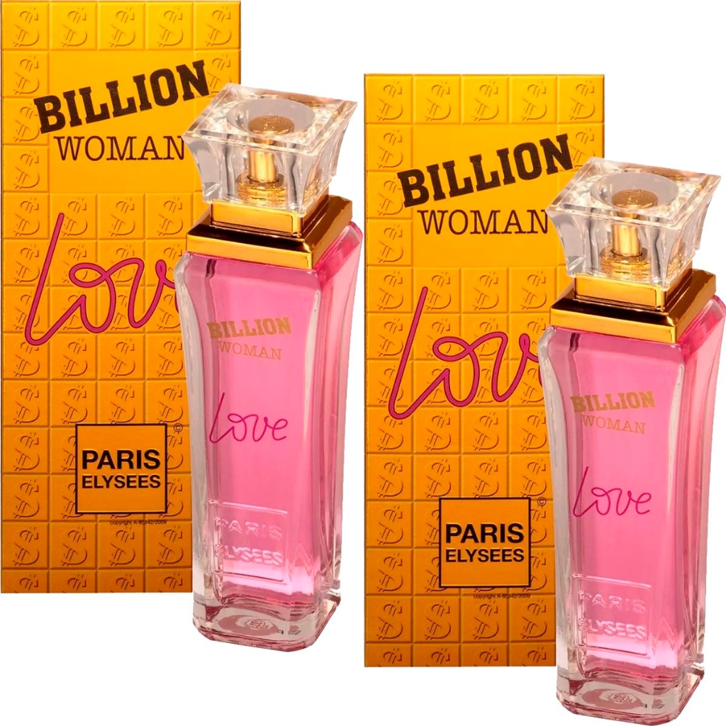 Kit Com 2 Perfumes Paris Elysees Billion Woman Love 100ml em Oferta na Shopee