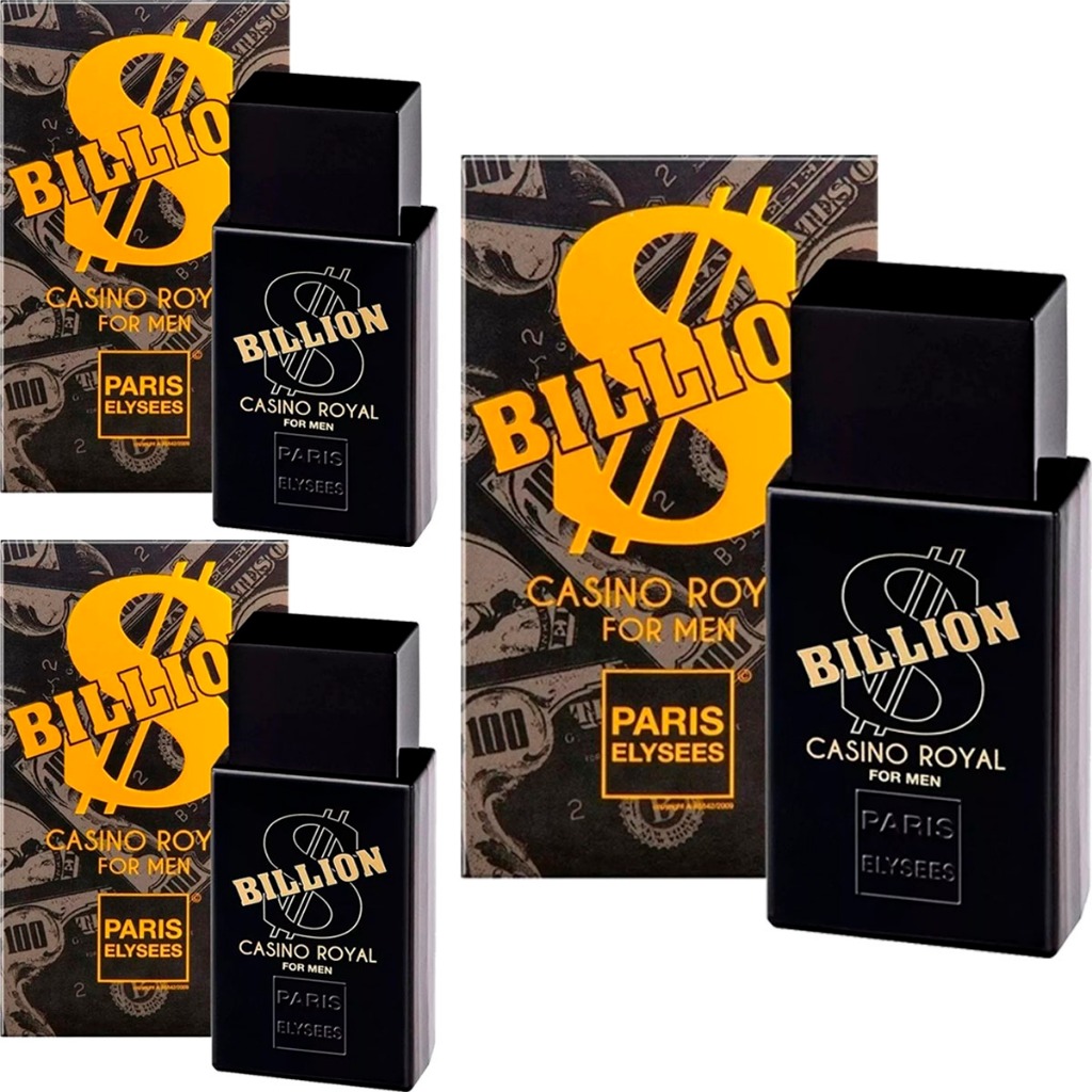 Kit Com 3 Perfumes Paris Elysees Billion Casino Royal 100ml em Oferta na Shopee