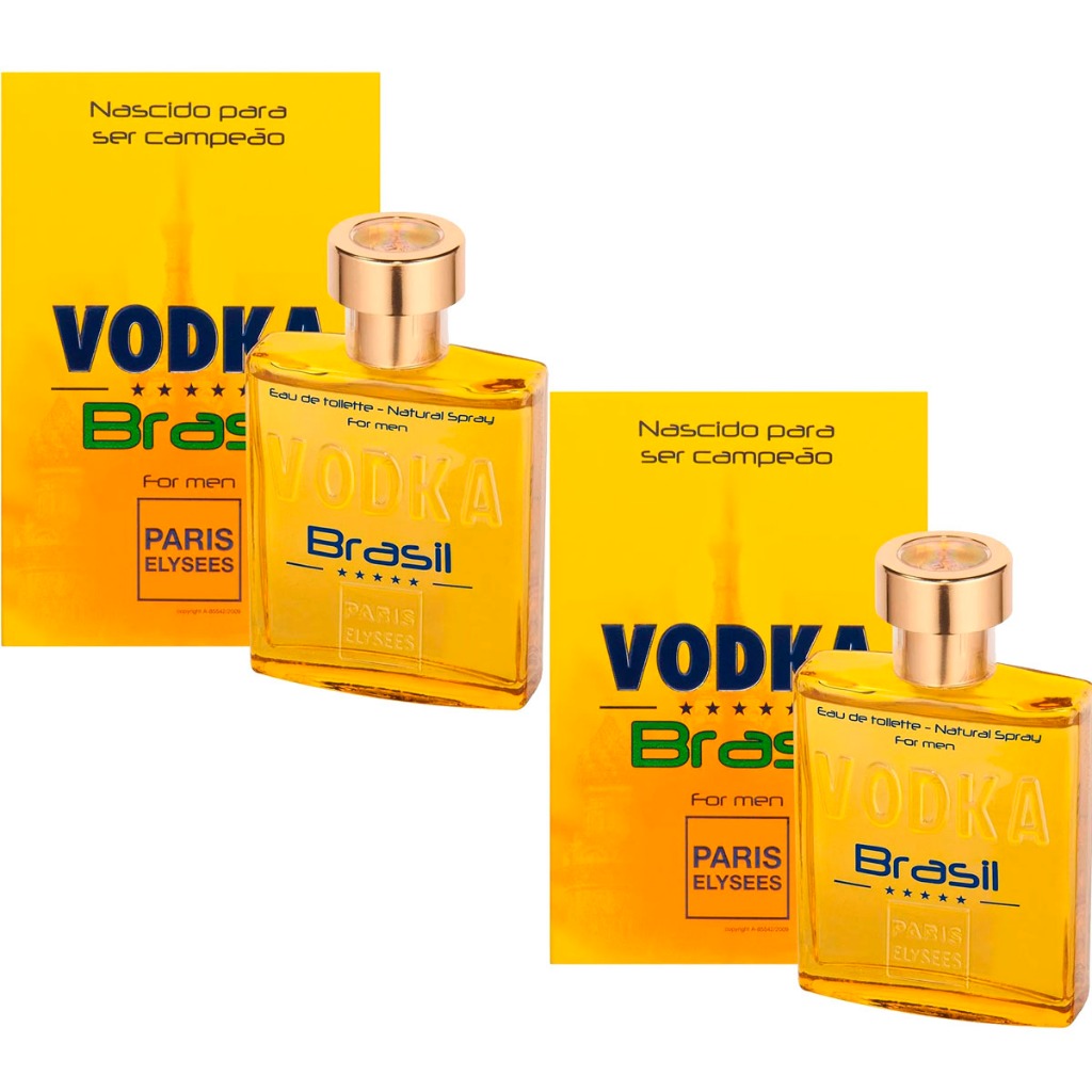 Kit Com 2 Perfumes Paris Elysees Vodka Brasil Amarelo 100ml em Oferta na Shopee