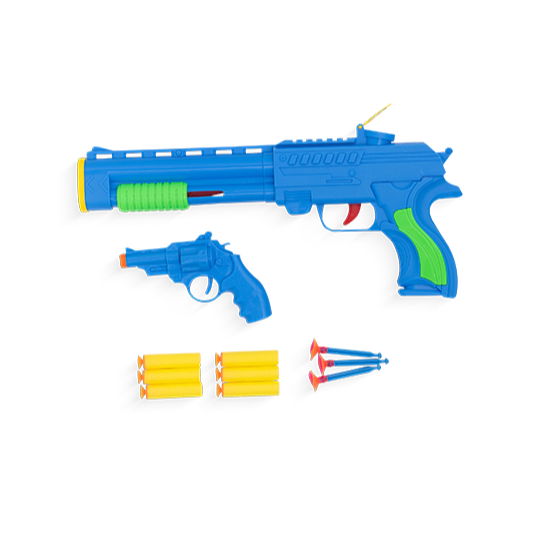 PISTOLA DE BRINQUEDO CONJUNTO DE ARMA LANÇA DARDOS REVOLVER PISTOLA GRANDE ARMINHA PLÁSTICA CÓD.30