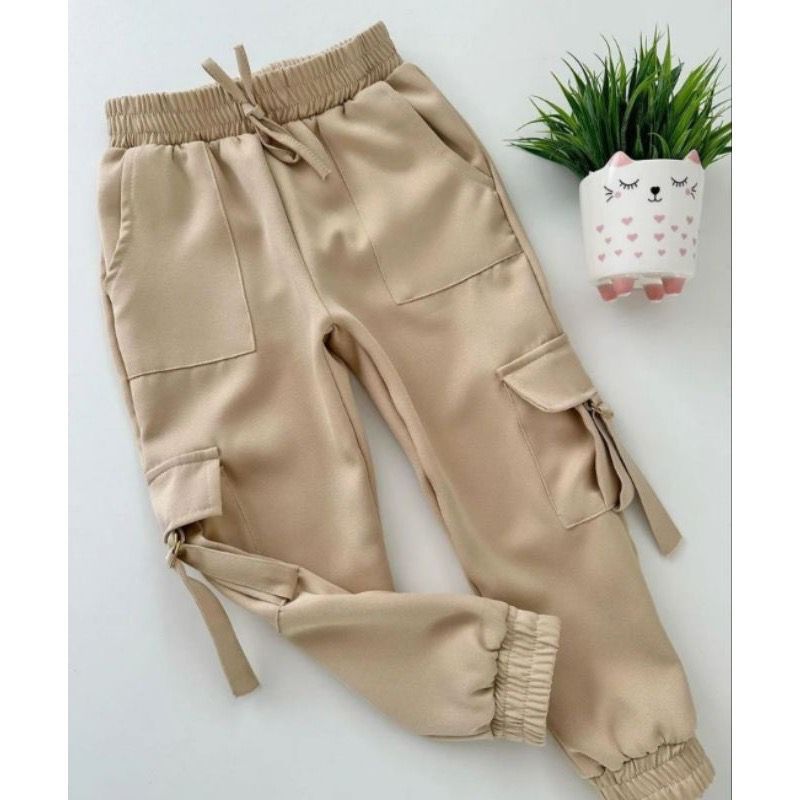 Calça Jogger Cargo Alfaiataria Blogueirinha menina/ Calça estilosa/ Modinha infantil/ Tendência