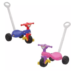 Triciclo Infantil Motoca Pais e Filhos Tico Tico Com Pedal Empurrador Carrinho de Passeio