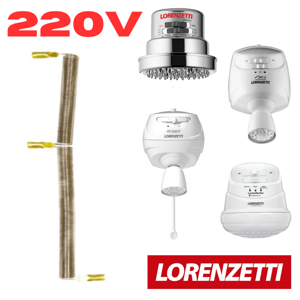 Resistência Chuveiro Lorenzetti 5500w 220v Lorenducha Tradição Jet Control 4 Temperaturas