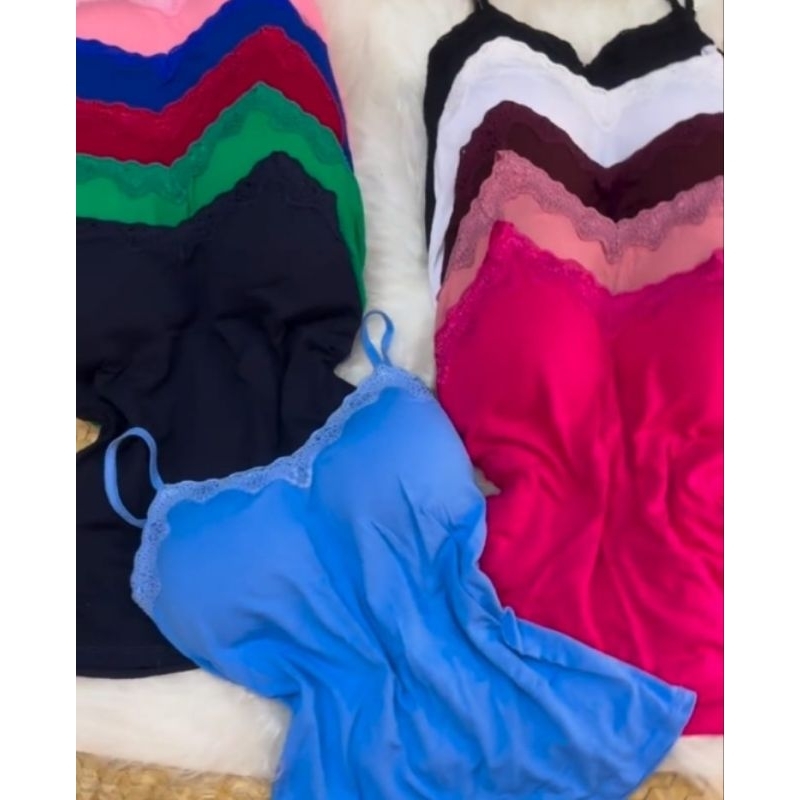 Regata Blusinha feminina Renda com Bojo e Alças reguláveis verão OFERTA REGATINHA