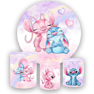 Kit Painel Redondo em tecido sublimado 1,5 + 3 Capas de Cilindros LILO STITCH em Oferta na Shopee