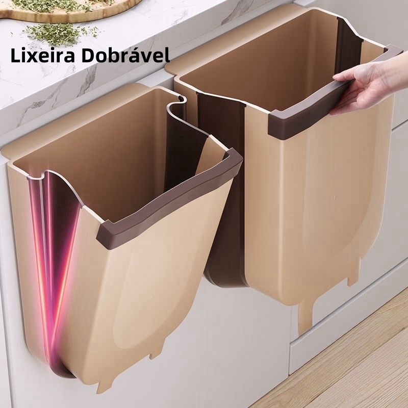 Lixeira 10L Dobrável Retrátil Plástico Para Cozinha Banheiro Escritorio Porta Pia  Armário...