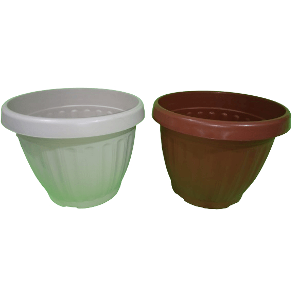 Vaso para Plantas Plástico Médio color Marrom e Bege 4,8 LT.