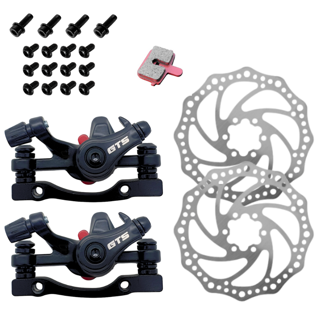 Kit Pinça Freio A Disco Mecânico Para Bike Bicicleta 160mm GTS Com Pastilha Quadrada Aro 26 - 29 em Oferta na Shopee