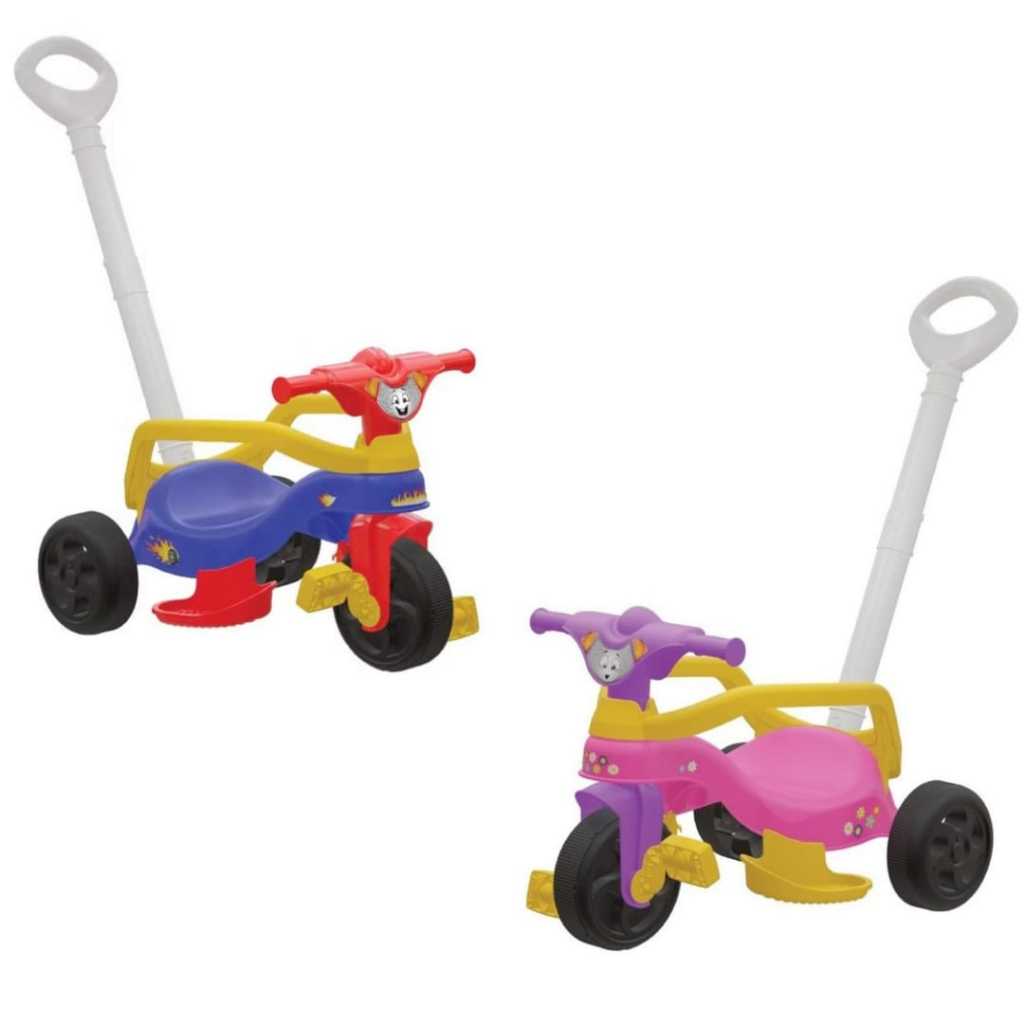 Motoca Triciclo Infantil Pais e Filhos Menino e Menina Empurrador Proteção Lateral Pedal Empurrador em Oferta na Shopee
