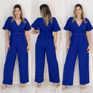 Macacão Feminino com Manga Duna com Cinto em Oferta na Shopee