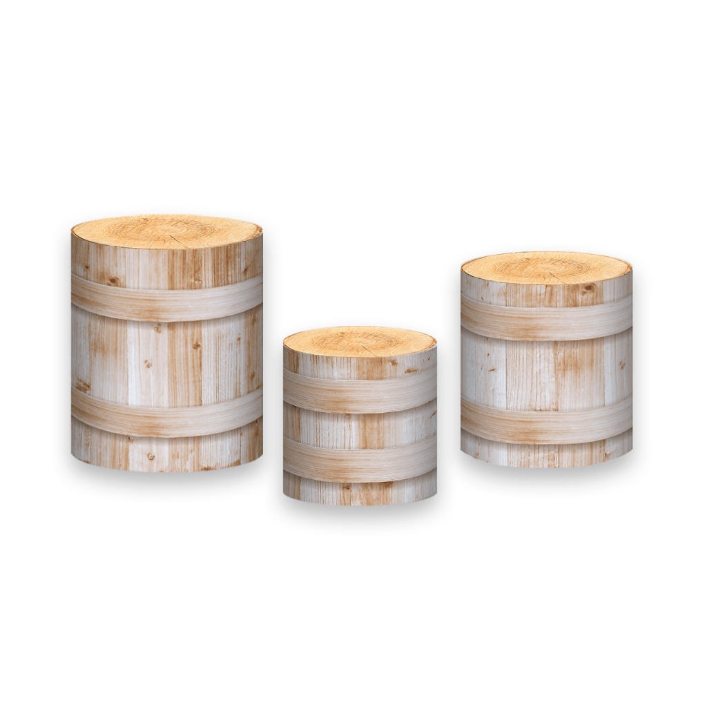 Trio de Capas de Cilindro - Efeito Barril De Madeira Bege 035