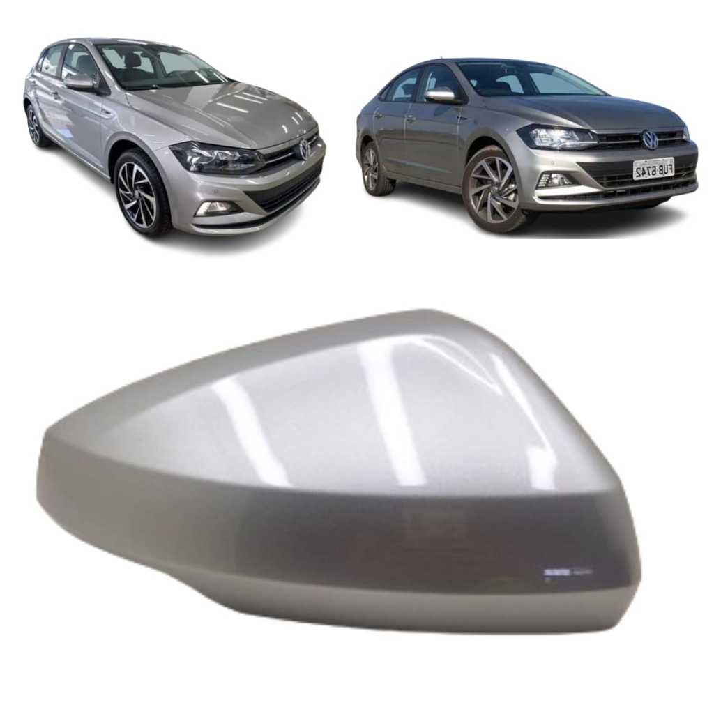 Capa Retrovisor Volkswagen Polo e Virtus Original Lado Passageiro Prata Tugstenio