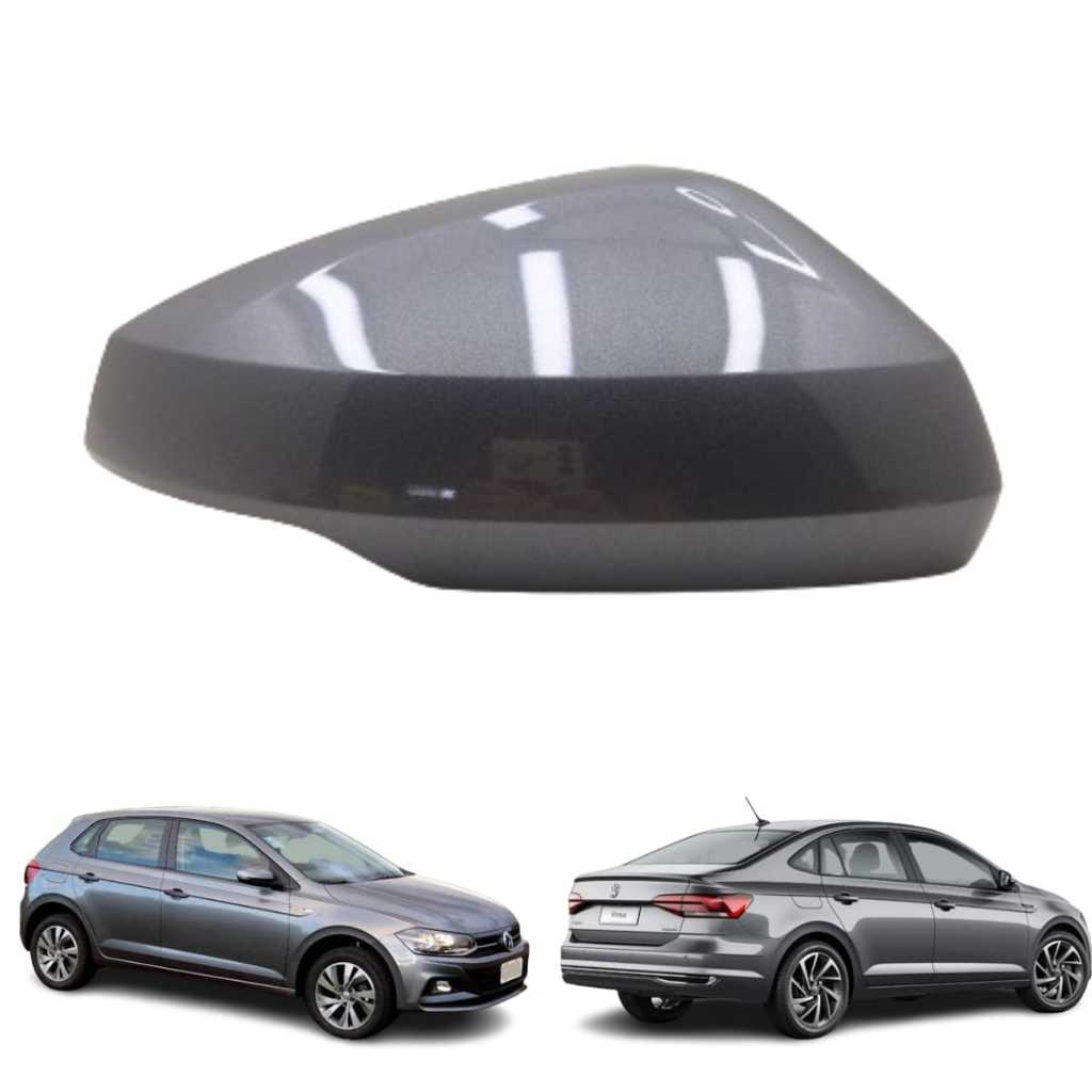 Capa Retrovisor Volkswagen Polo e Virtus Lado Original Lado Passageiro Cinza Platinum