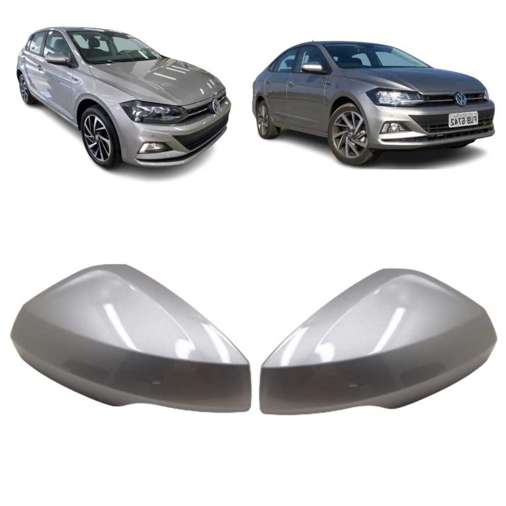 Par De Capas Retrovisor Volkswagen Polo e Virtus Original Prata Tugstenio