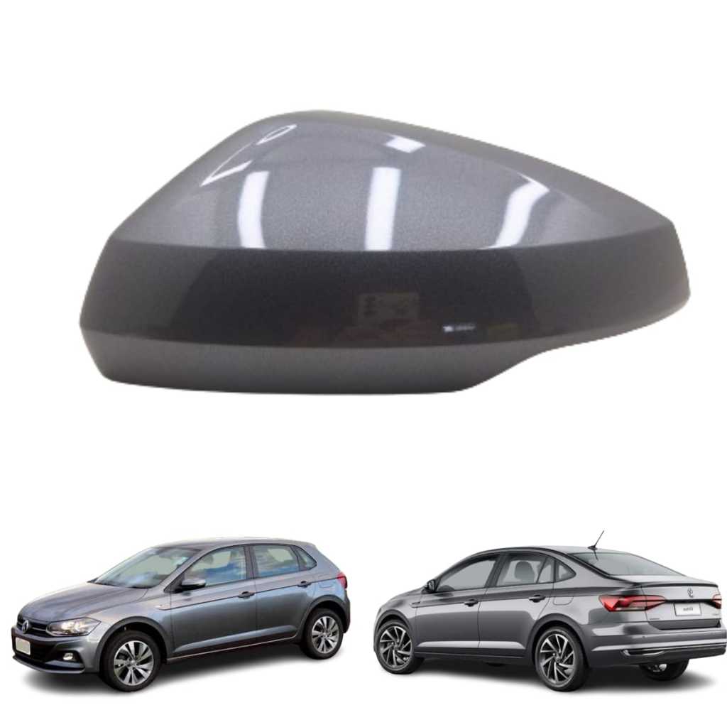 Capa Retrovisor Original Volkswagen Polo e Virtus Lado Motorista Cinza Platinum