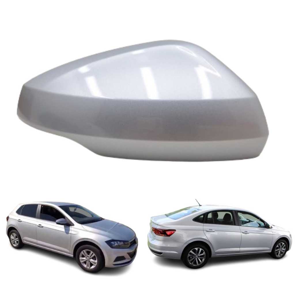 Capa Retrovisor Volkswagen Original Polo e Virtus Lado Passageiro Prata Sirius