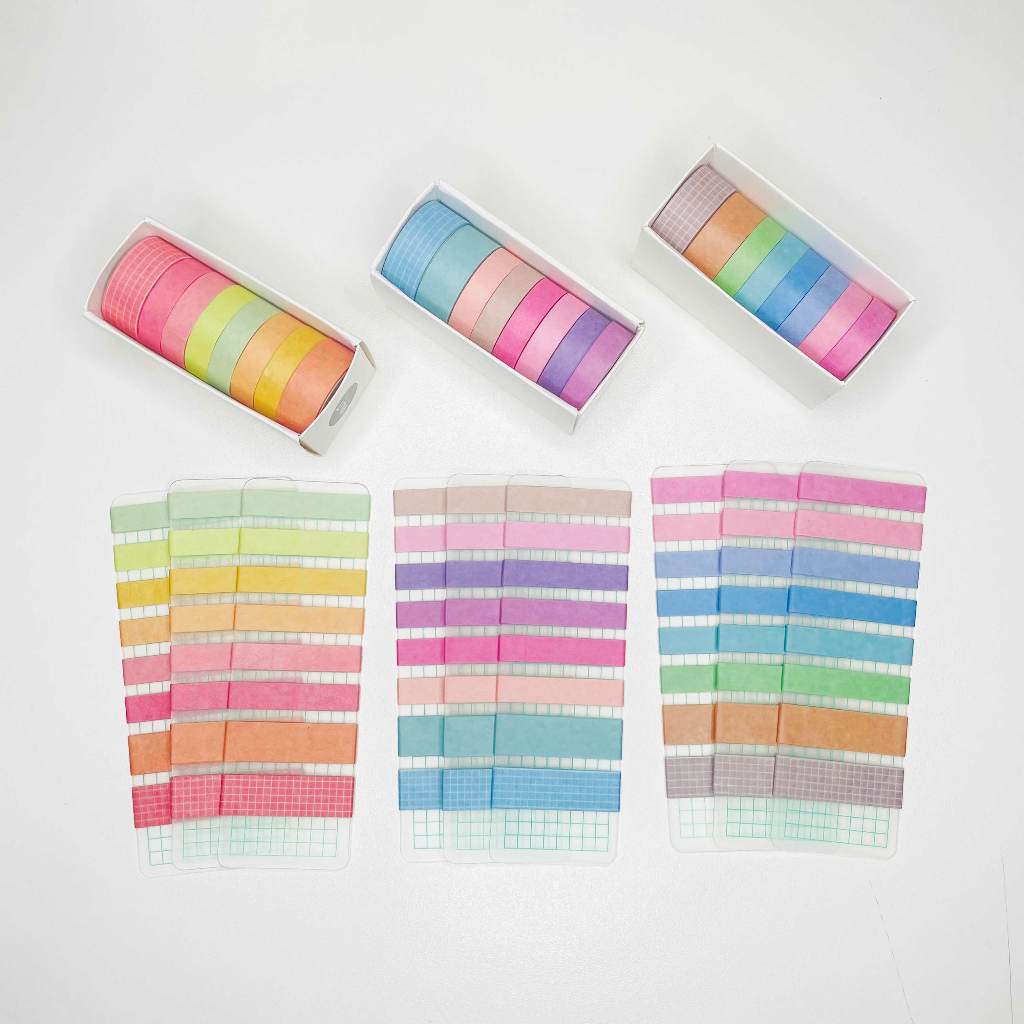 1metro de Washi Tape Arco-íris Grid Fita Adesiva Linhas Quadriculadas Coloridas de Folha de Arroz NÂO RASGA o papel