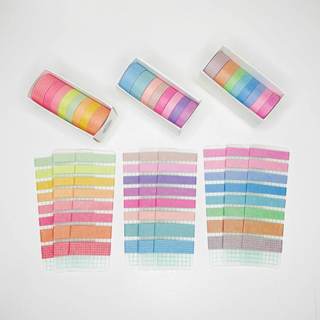 1metro de Washi Tape Arco-íris Grid Fita Adesiva Linhas Quadriculadas Coloridas de Folha de Arroz NÂO RASGA o papel