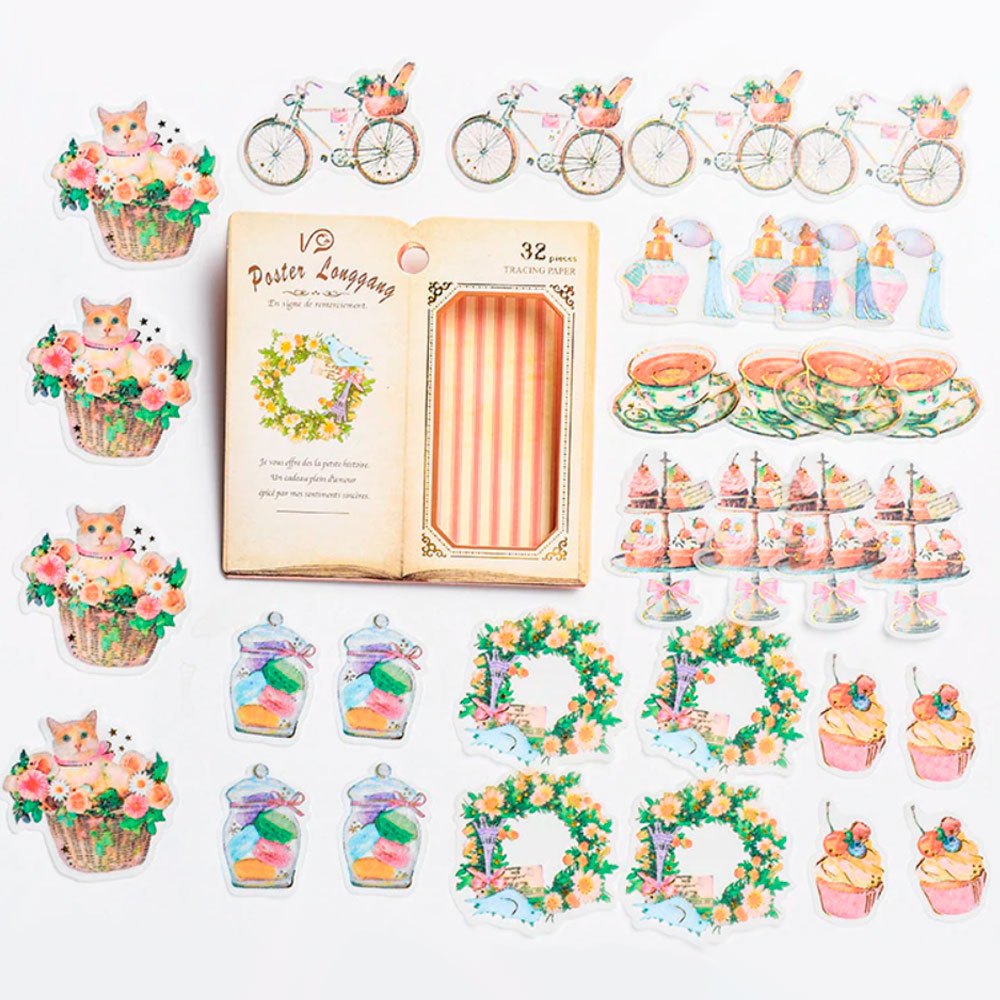 ÚLTIMAS UNIDADES! Adesivo Colors - 32 adesivos - Cartela de Adesivos - Adesivo Flor Floral - Flores  - Fofo - Bichinhos - Gatinho - Cupcake - Docinhos - Adesivo Planner - kawaii -  Adesivo importado - Papelaria fofa - Papelaria fina - Papelaria importada
