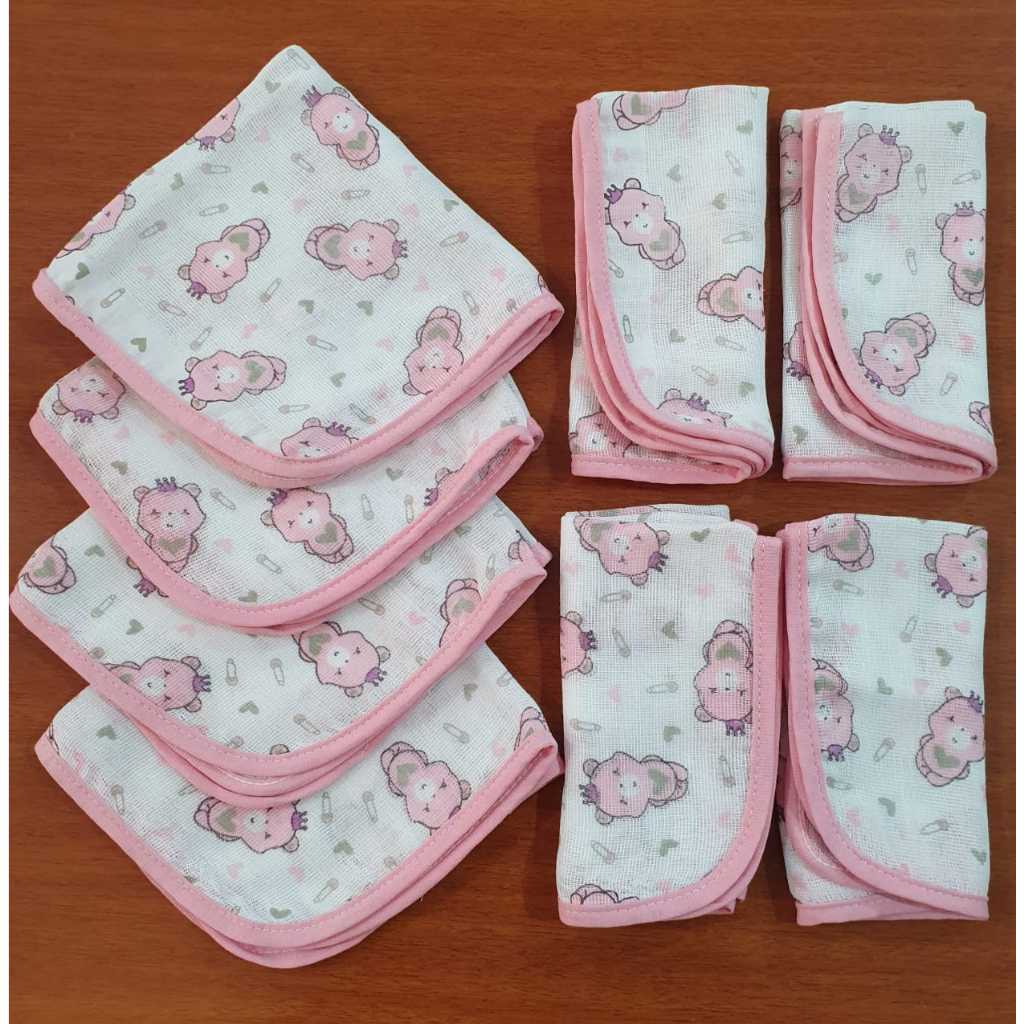 Fraldinha de Boca para Bebê Estampada Tecido 100% Algodão com 8 unidades em Oferta na Shopee