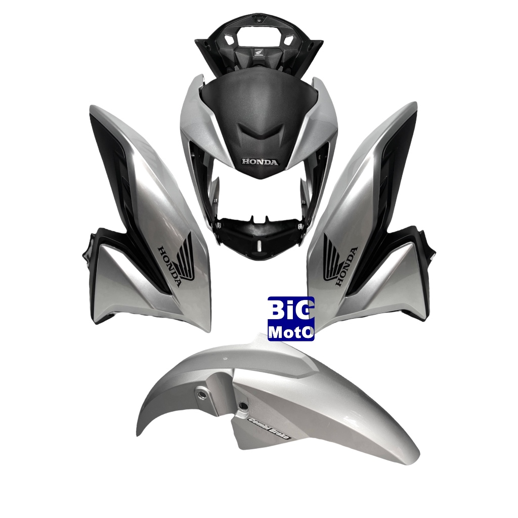 Frente do farol CG Titan 160 2022/23/24 Prata Force com Aranha + Par Aba do tanque com Complemento +Paralama Prata Force
