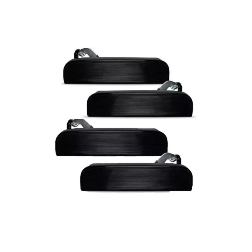 Kit 4 Maçaneta Externa Porta Monza 90 91 92 93 94 95 96 Preta Metal — imagem 2 de 2