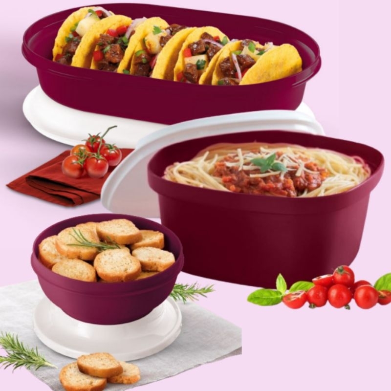 KIT 3 PEÇAS TRAVESSA ACTUALITÉ 2L + TIGELA ACTUALITÉ 2,5L + TIGELA REDONDA 650ML VINHO - TUPPERWARE