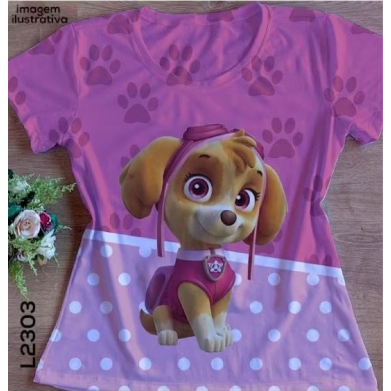 Blusa Feminina Camisa Tshirt Patrulha Canina Skye em Oferta na Shopee
