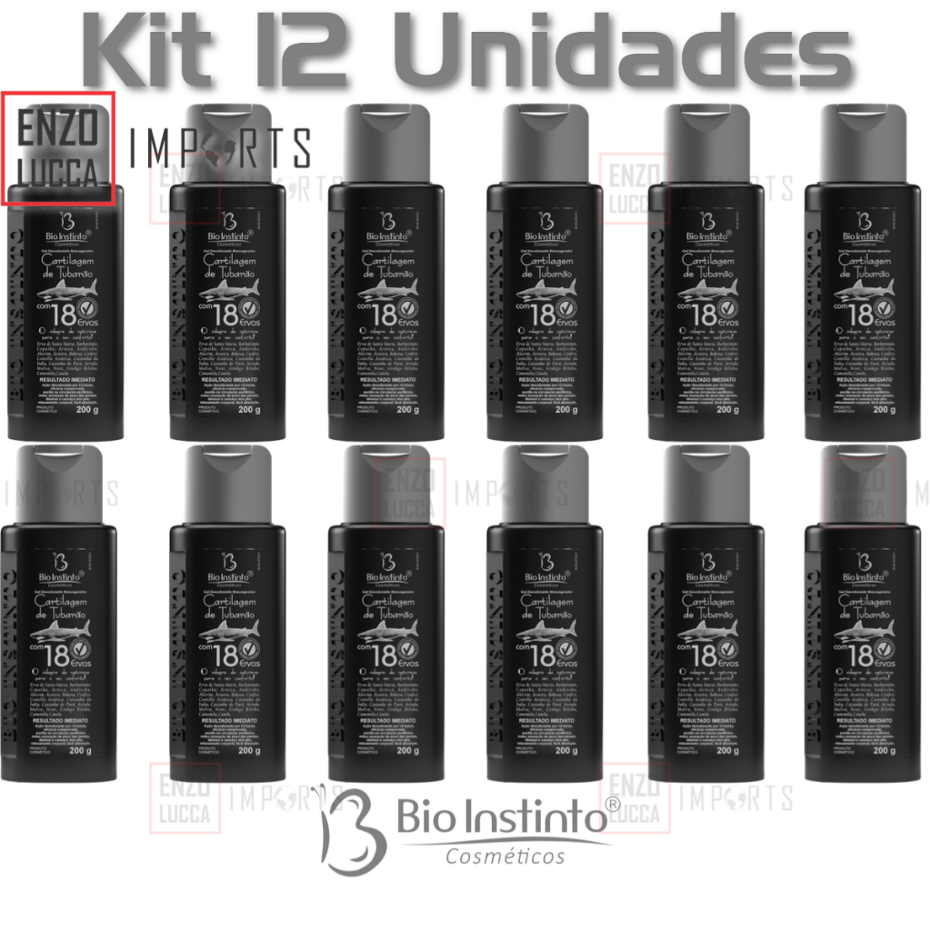 Kit 12 Unidades Gel Cartilagem de Tubarão com 18 Ervas - Bio Instinto em Oferta na Shopee
