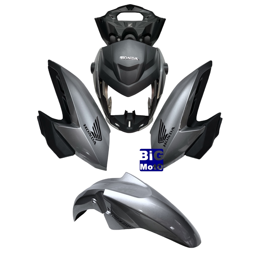 Frente do farol CG Fan 160 2022/2023 Prata Iron nai com Aranha + Par Aba do tanque CG Fan 160 com Complemento+Paralama