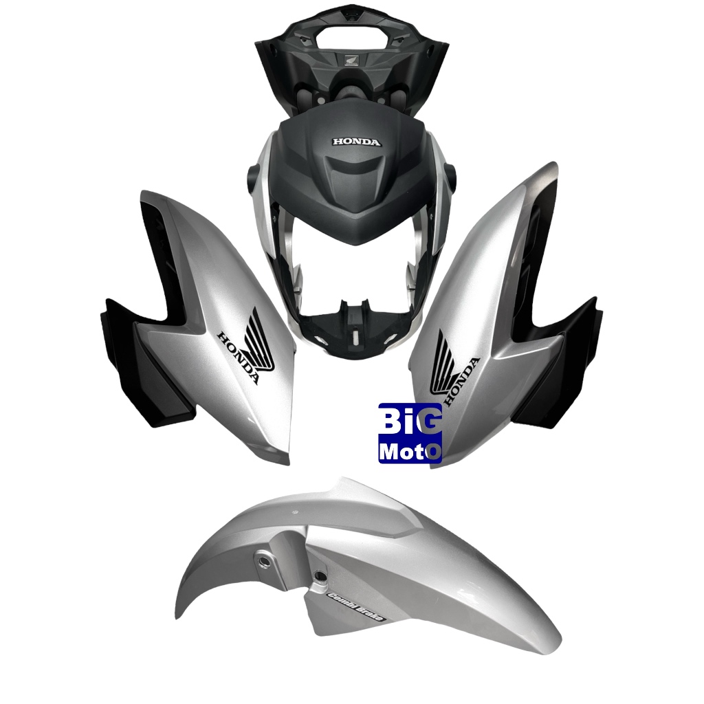 Frente do farol CG Fan 160 2022  Prata Force com Aranha + Par Aba do com Complemento + Paralama dianteiro