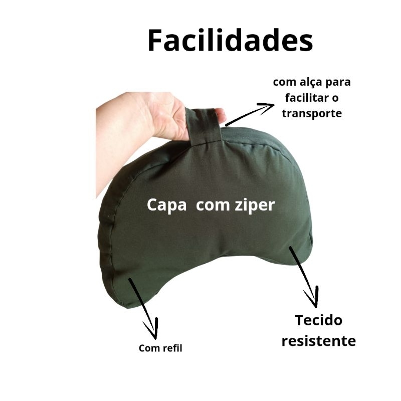 Imagem ALMOFADA MEIA LUA RESISTENTE YOGA MEDITAÇÃO CAPA COM ZÍPER E REFIL,  AR LIVRE, YOGA E MEDITAÇÃO ZAFU