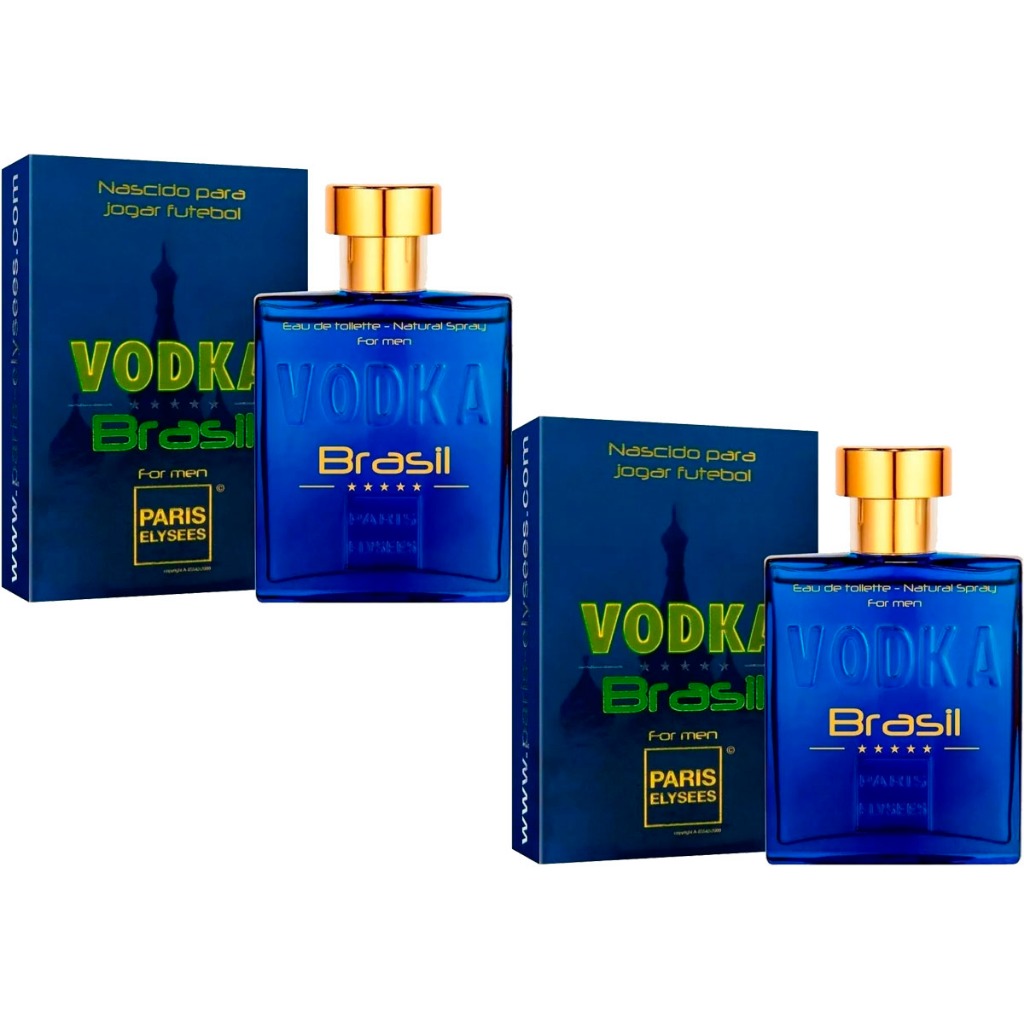 Kit Com 2 Perfumes Paris Elysees Vodka Brasil Azul 100ml em Oferta na Shopee