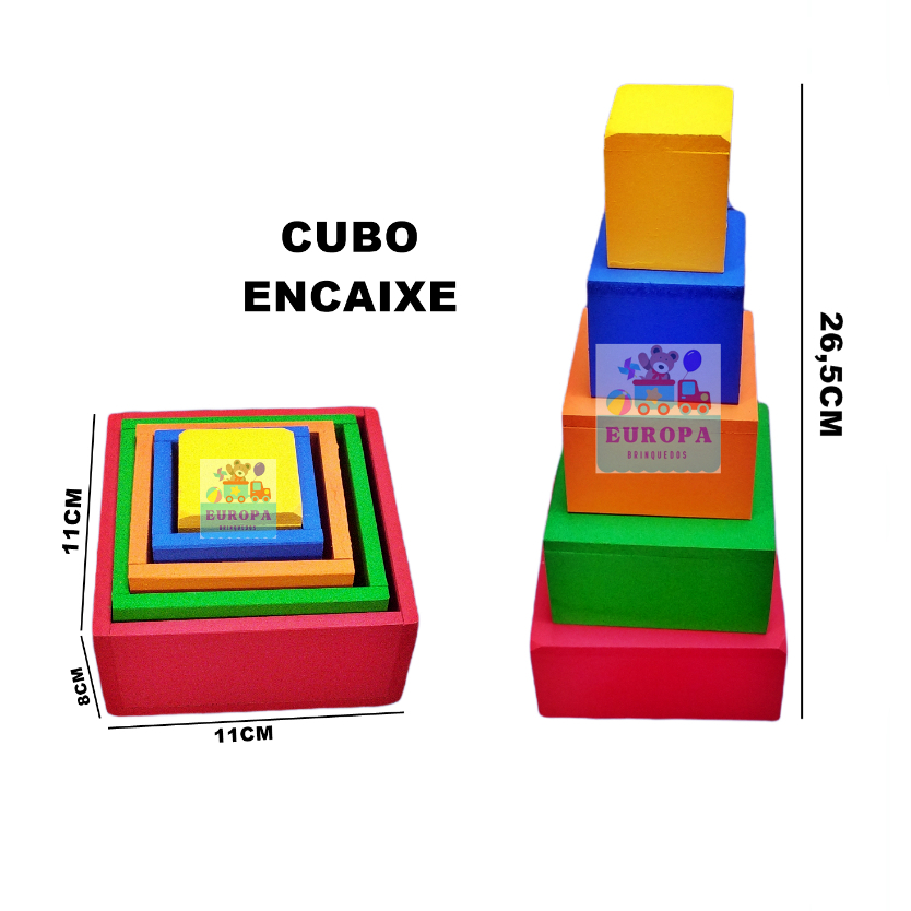 CUBO ENCAIXE / BLOCOS ENCAIXE BRINQUEDO PEDAGOGICO EM MADEIRA MDF
