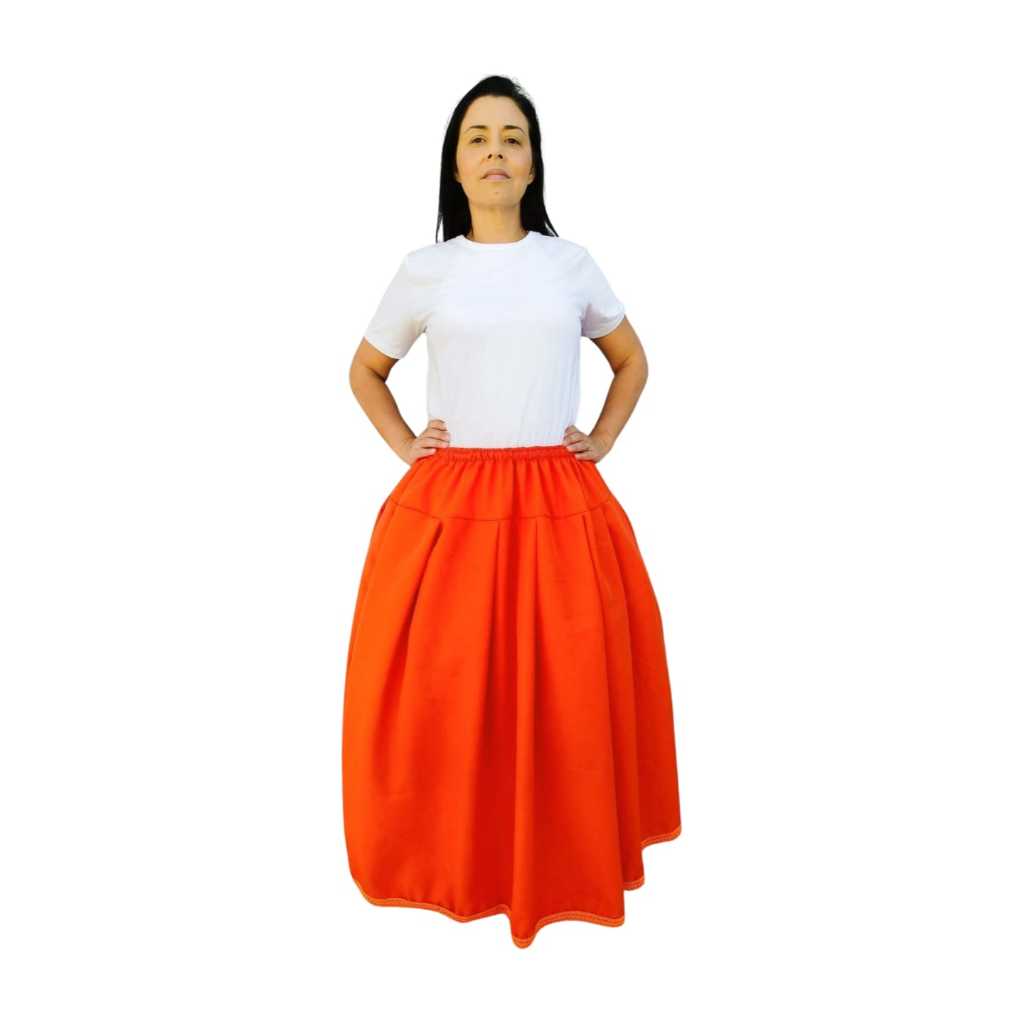 umbanda e candomblé saia oxford laranja 3 metros de roda roupa de umbanda