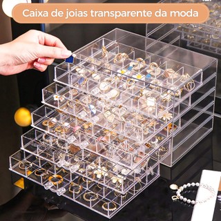 Organizador porta pedrarias e glitter Cinco Gavetas Com 120 Espaços Acrílico