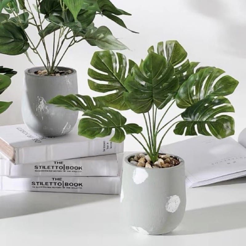 Kit 6 Mini Folhas De Costela De Adão Artificial Decoração