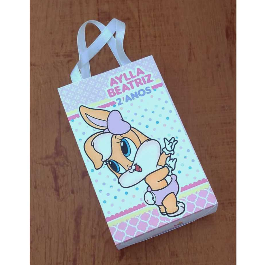 Sacolinha Personalizada Baby Looney Tunes Menina Lola Lembrancinha Pegue e monte Sacola Bolsinha Festa Aniversario