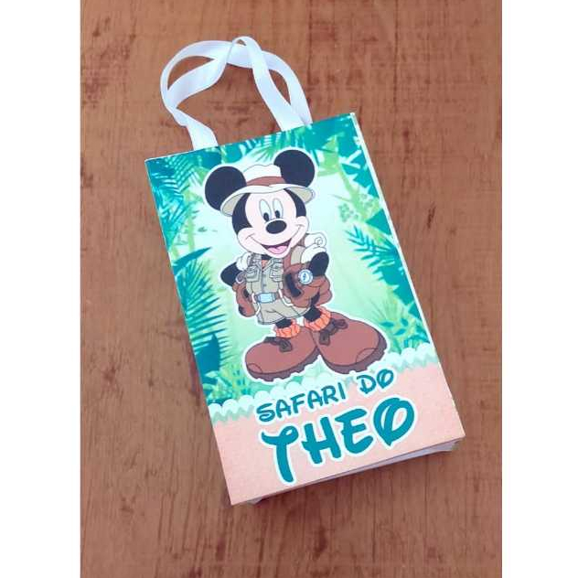 Sacolinha Personalizada Mickey Safari Lembrancinha Pegue e monte Sacola Bolsinha Festa Aniversario