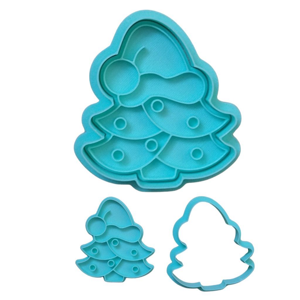 Cortador de Biscoito para Confeitaria e Artesanato Arvore de Natal com Gorro do Papai Noel CT11116