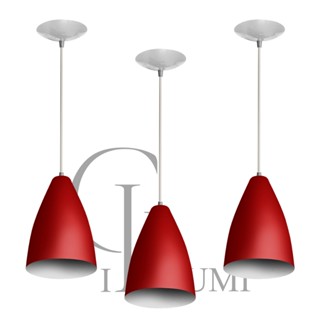 Kit 3 Pendente Lustre Modelo Bala Vegas Vermelho/Branco Casa e Decoração, Cozinha, Sala, Balcão, Bancada. em Oferta na Shopee