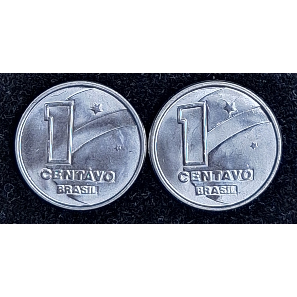 2 Moedas 1 Centavo 1990 Data Difícil