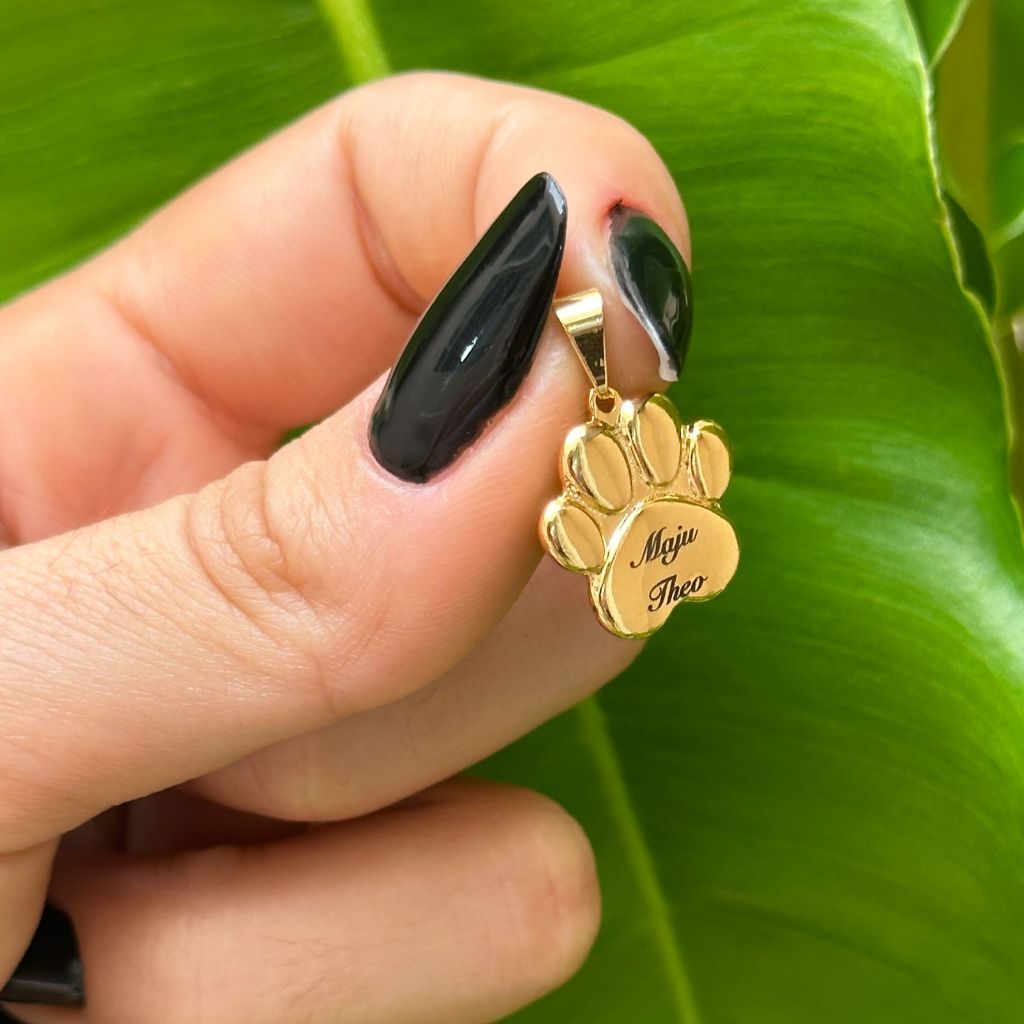 Pingente Pata Nome do Pet Personalizado Cachorro Gato Patinha, Banho Ouro 18k Presente Mimo Dia em Oferta na Shopee
