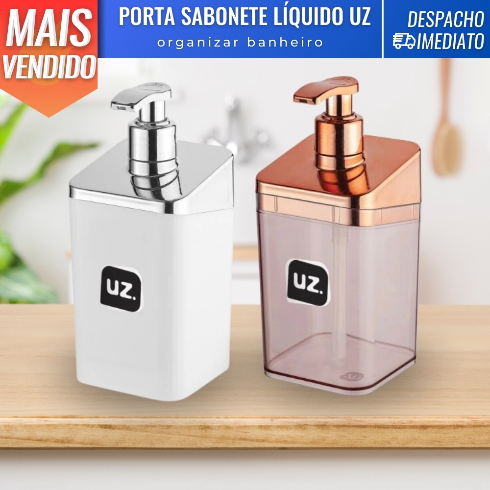 Porta Sabonete Líquido Slim de Plástico Moderno Banheiro Pia