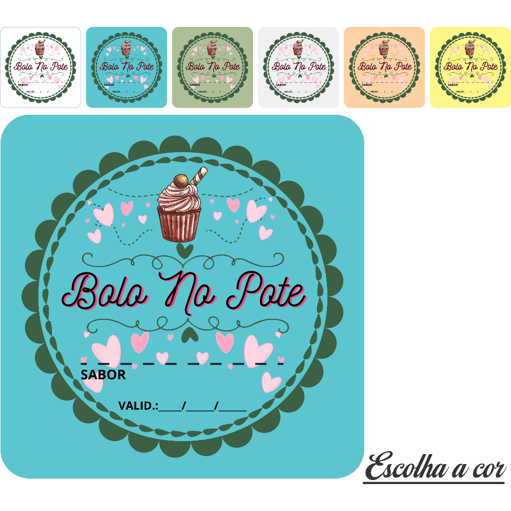 50 100 150 200 UNIDADES ADESIVO ETIQUETA TAG QUADRADO 3,5CMX3,5CM BOLO NO POTE MODELO 8 A PROVA DE AGUA  AUTO ADESIVA UNIDADES PARA EMBAGENS CAIXAS SAQUINHO PAPEL TERMICO POTES E POTES DE GELADEIRA