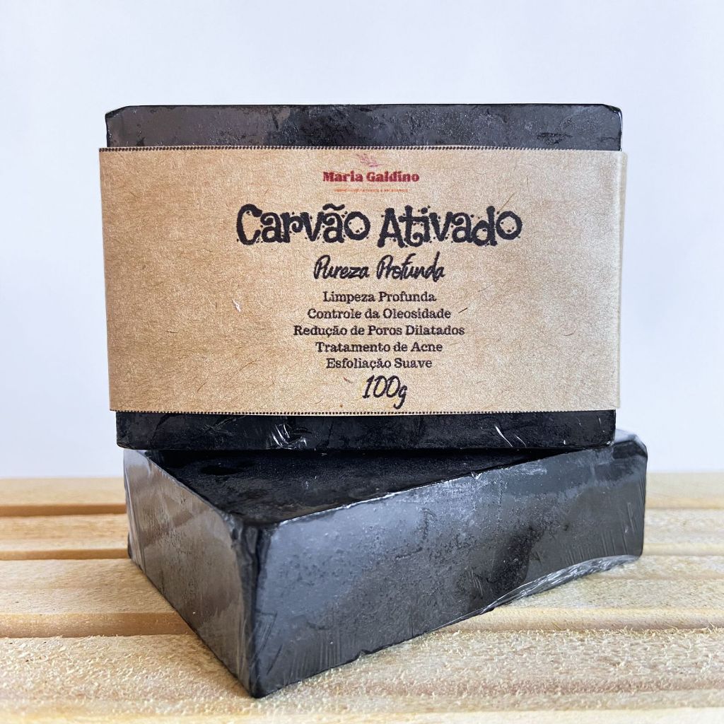 Sabonete de Carvão Ativado 100g Anti Acne,Pepino e Leite de Cabra Artesanal em Oferta na Shopee